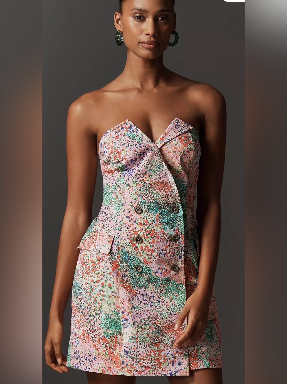 Maeve Strapless Blazer Shift Mini Dress Pink Confetti NWT Size S Anthropologie